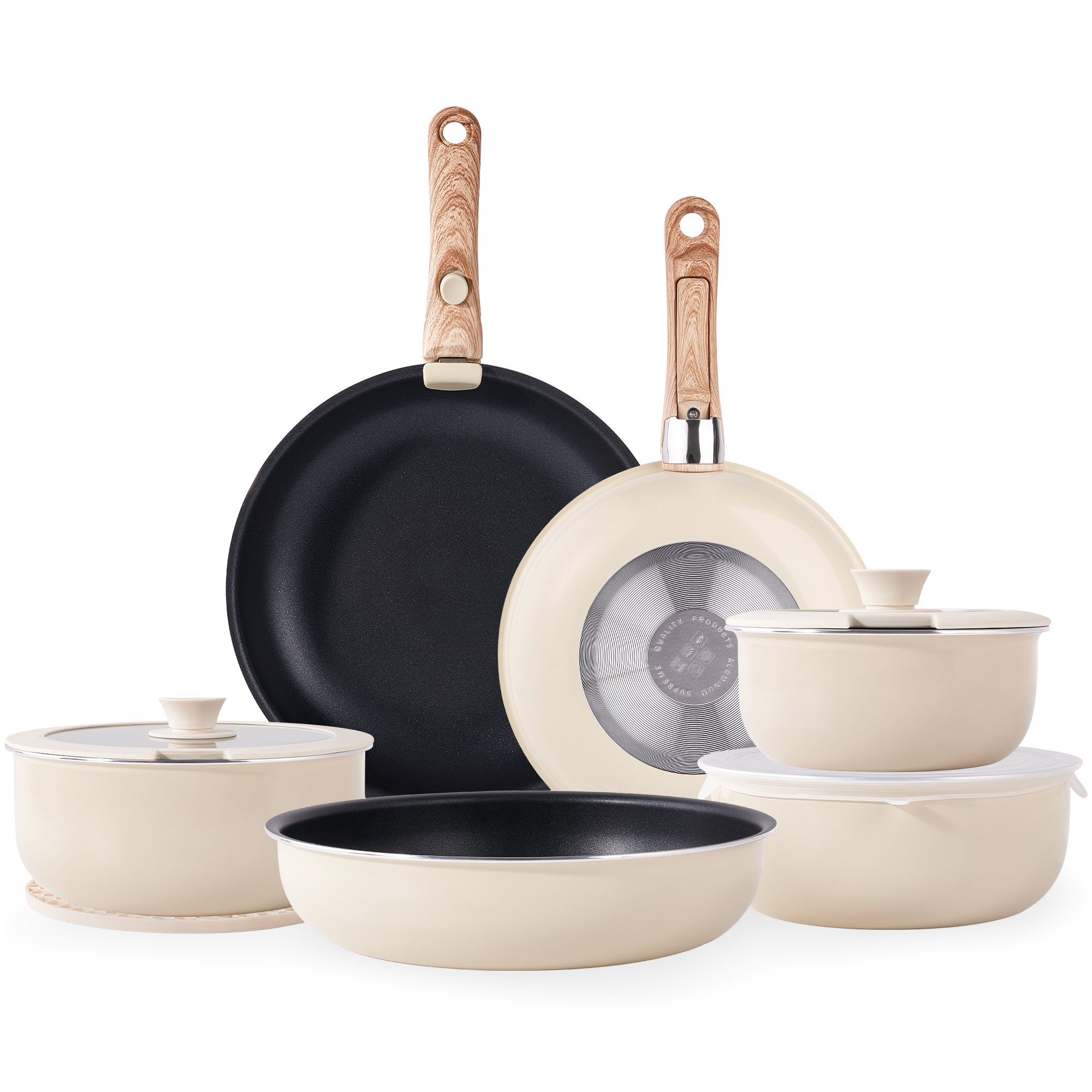 caannasweis 10 Piece Nonstick Cookware Detachable/Removable Handle