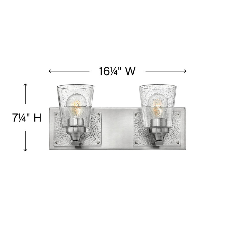 Brushed Nickel 2-Light Bathroom Wall Sconce with Clear Seedy Glass