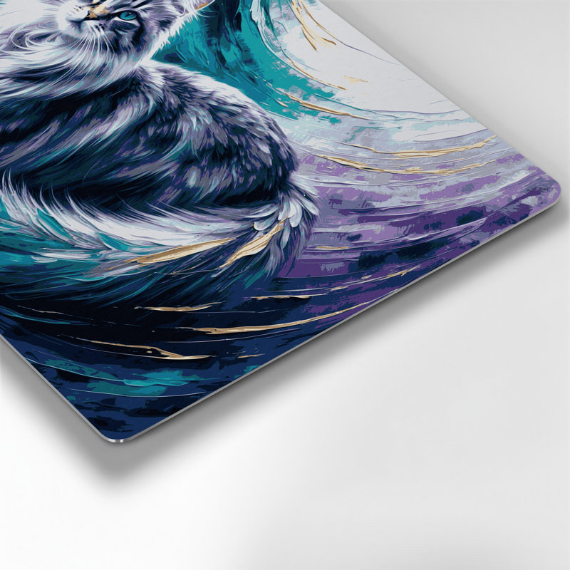 Art mural en métal chats bleu sibérien, H 240 po x l 288 po x P 0,05 po
