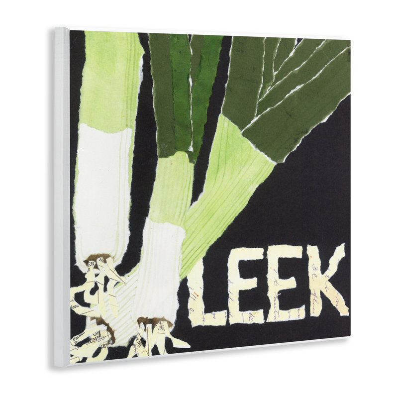 Collage de poireaux, plaque murale, par Nancy Overton