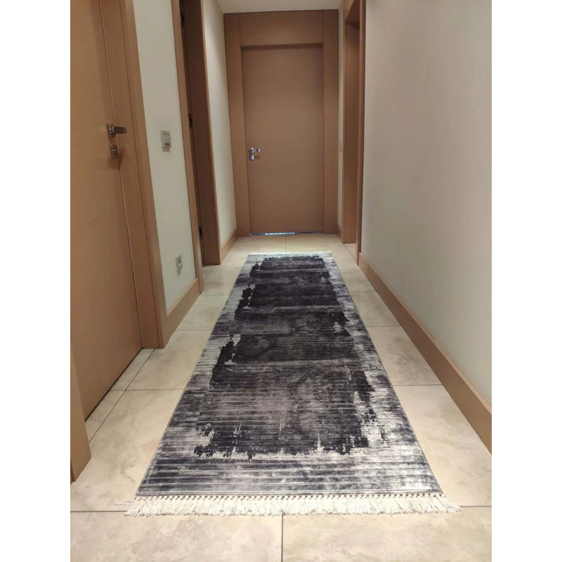 Tapis gris antidérapant en polyamide Firenze, Rectangle 2 pi 7 po x 3 pi 3 po