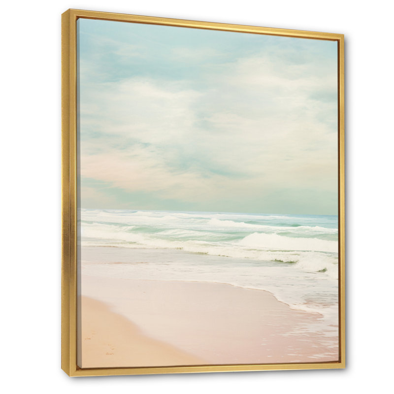 Minimalisme, plage, paysage, impression sur toile, 20" H x 12" W, Cadre flottant doré