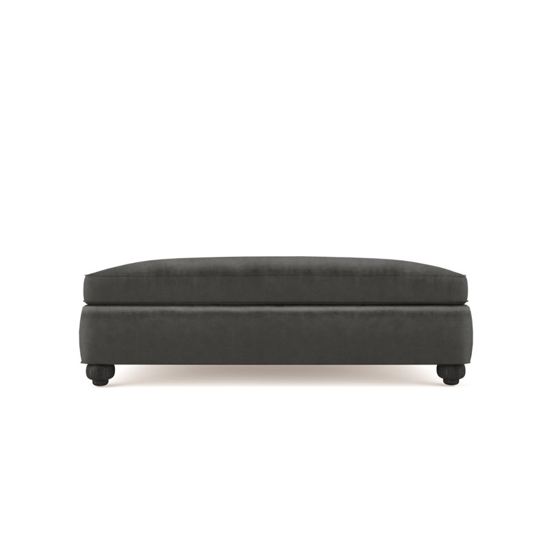 Repose-pieds de table Leroy, Naturel, Cuir rétro graphite