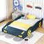 Lit plateforme double en forme de voiture de course avec roues et rangement, bleu foncé et jaune-1111233829-1111233848