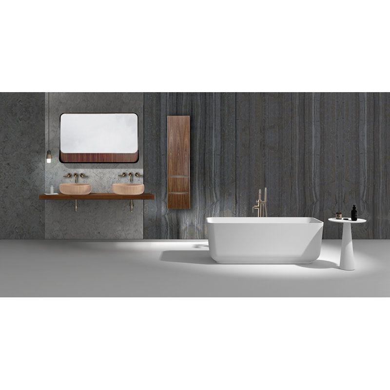 Navi 59'' L Freestanding Soaking Bathtub, Gloss White