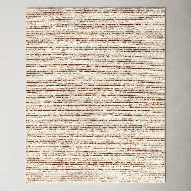 Gillian Striped Handmade Area Rug in Cream/Camel, Rectangle 8' x 10'