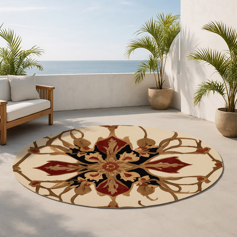 Tapis intérieur et extérieur Enchanted Tapisserie, Rond 5 pi
