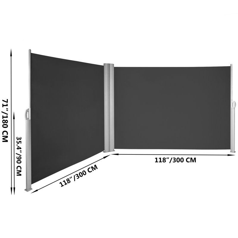 VEVOR 236'' W x 71'' D Metal Cover Retractable Side Awning, Black