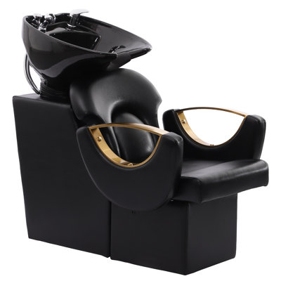 Faux Leather Massage Chair, Shampoo Bed, Black