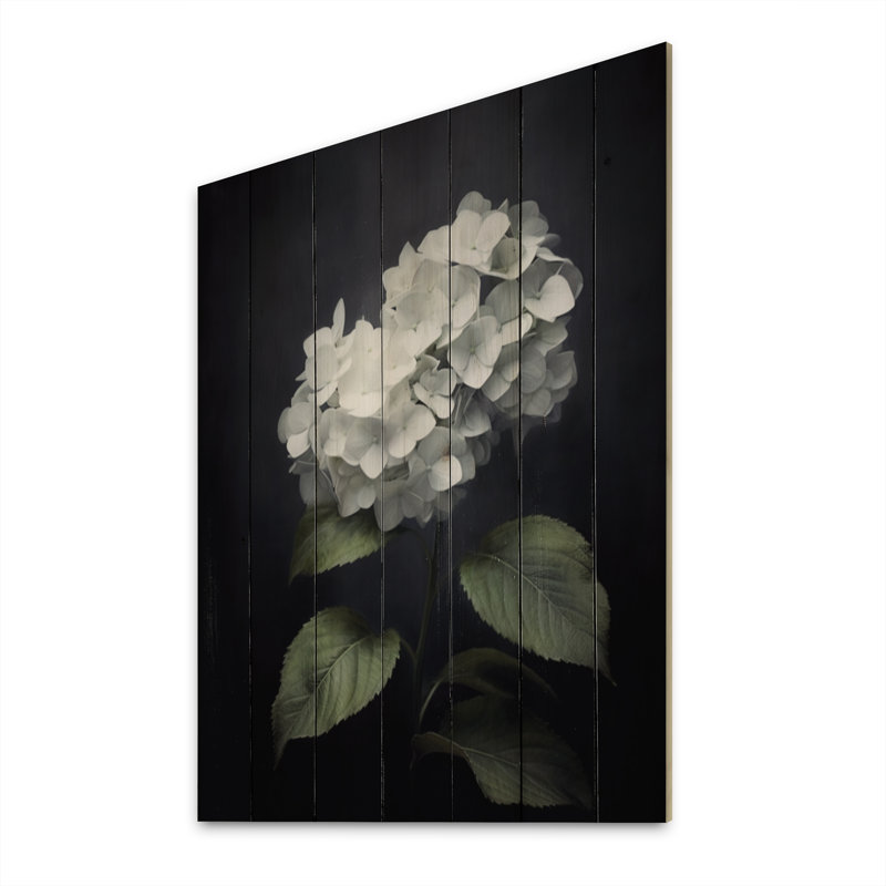 Charliegh, fleurs blanches et blanches d'hortensias sur bois, H 20 po x l 10 po x P 0,78 po