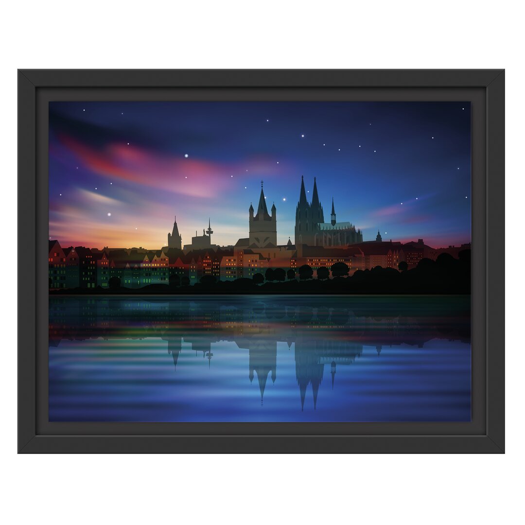 Nordlicht Skyline in Köln Gerahmter Fotokunstdruck