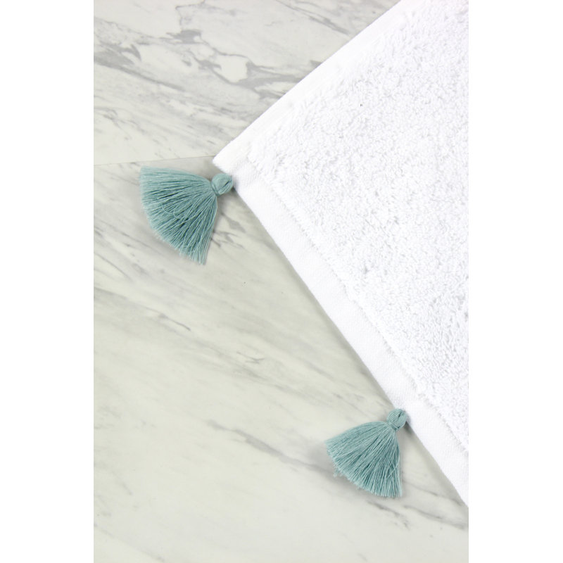 Funke 100% Cotton Plush Hand Towel, White/ Celestial Blue