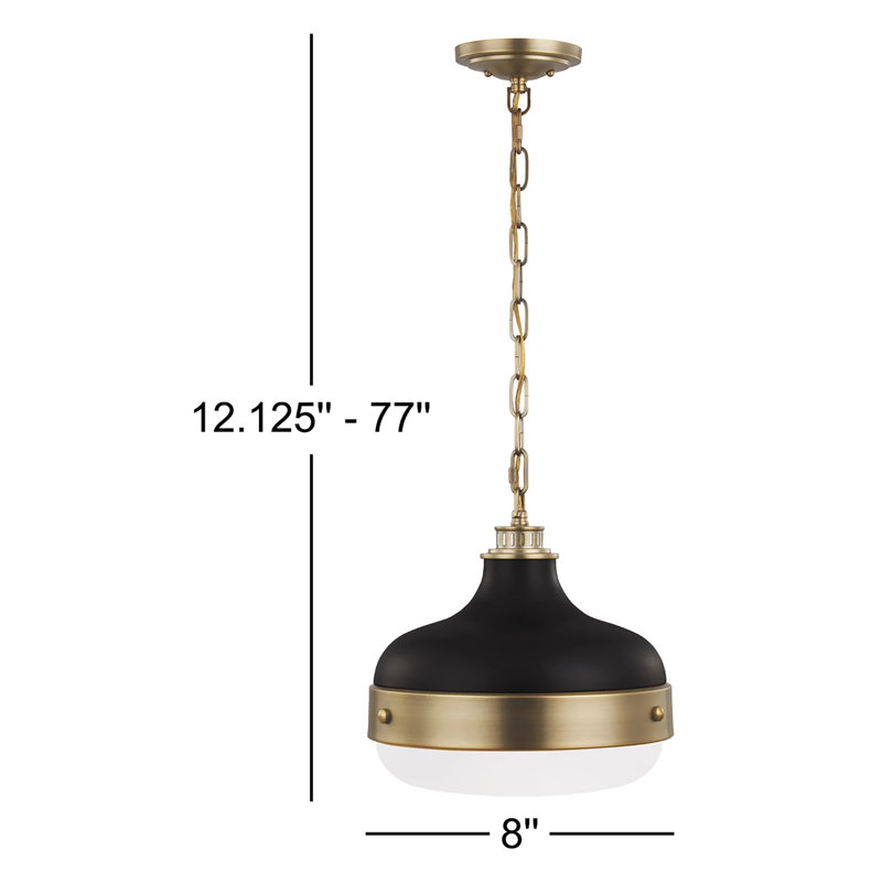Luminaire suspendu simple Tulane, Laiton antique foncé / noir mat, H 10,875 po x l 8 po x P 8 po