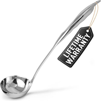 Zulay Kitchen 12-inch Stainless Steel Ladle with Comfortable Grip Handle - Premium Heavy Duty Metal Ladle