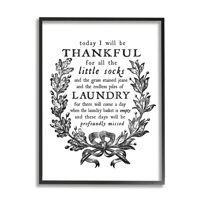 Thankful For Little Socks Family Laundry Sentiments par - Impression, Giclée encadrée noir minuit, H 20 po x l 16 po x P 2 po