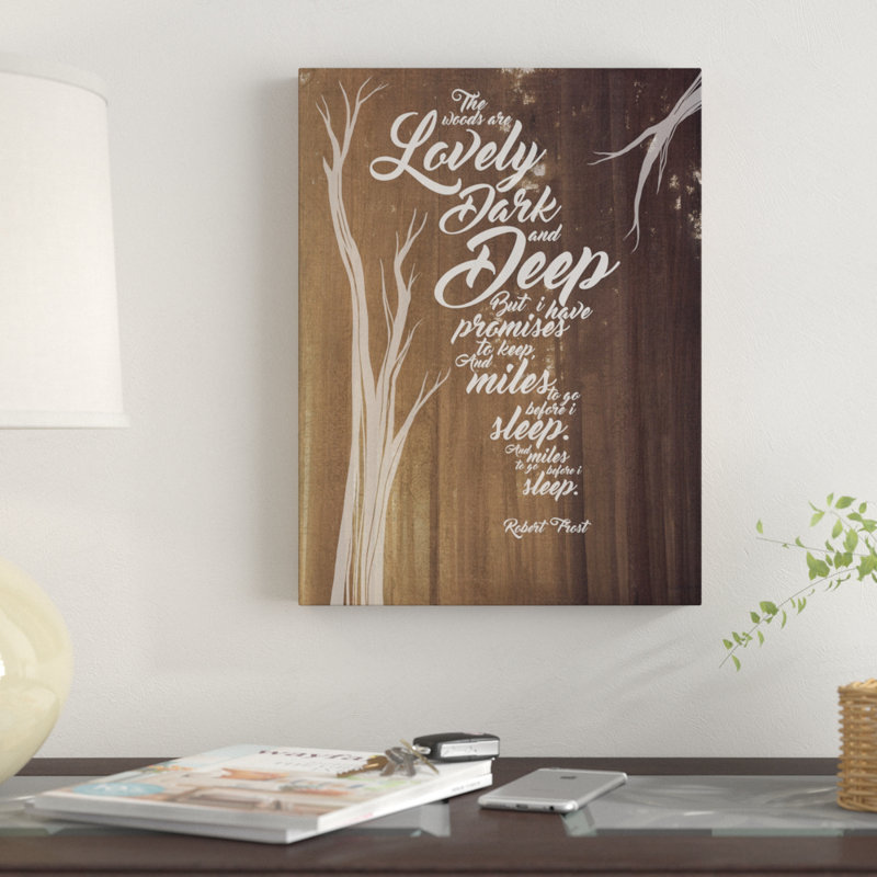 Reproduction d’art graphique sur toile « Robert Frost-promises » par Olivia rose, H 16 po x l 12 po x P 1,5 po