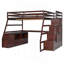 Lit mezzanine double avec 7 tiroirs, 2 tablettes et bureau - Espresso