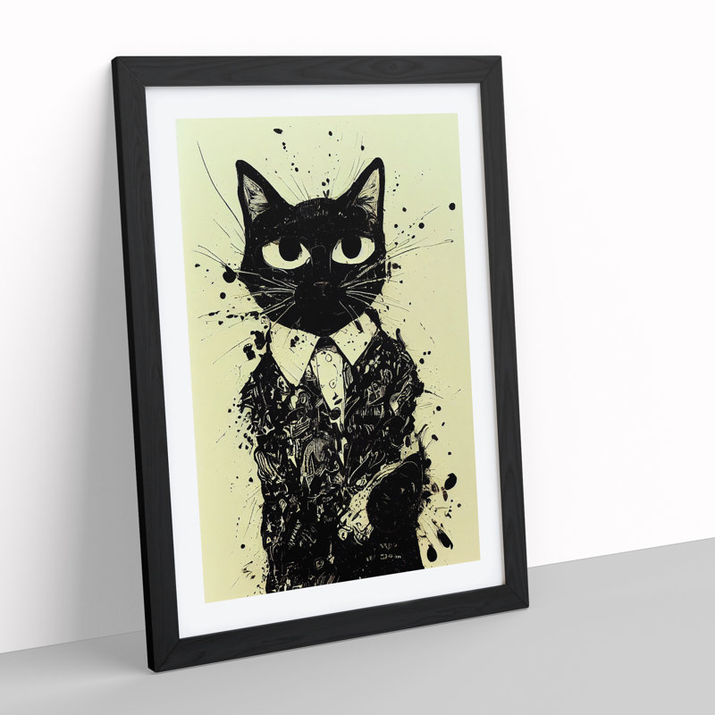 Cat Graffiti No.3 - Single Picture Frame Print, Black Framed, 34cm H x 25cm W x 2cm D