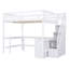 Lit mezzanine double avec bureau intégré en forme de L, tablettes de rangement à trois niveaux et escalier de rangement, lit mezzanine pour enfants-1364175884
