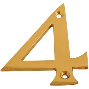 3 inch Brass Door Polished Screw On Front Door Numeral with Fixing Screws for uPVC, Wooden & Composite Exterior Doors