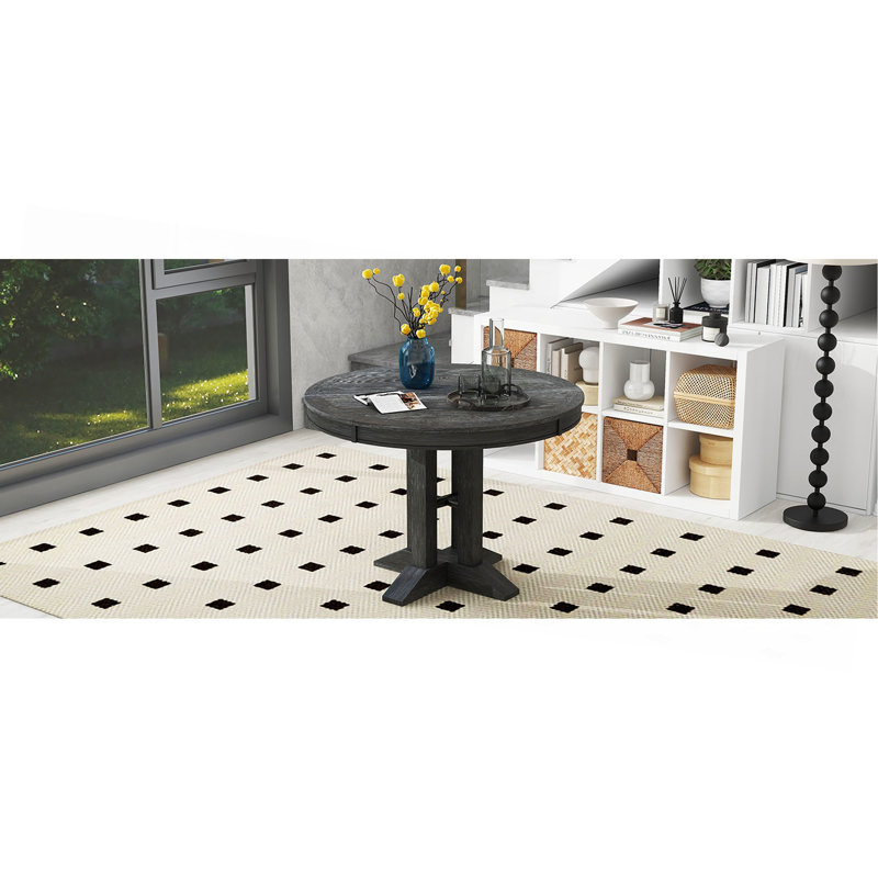 Table ronde extensible pour table de salle à manger Farmhouse, Noir