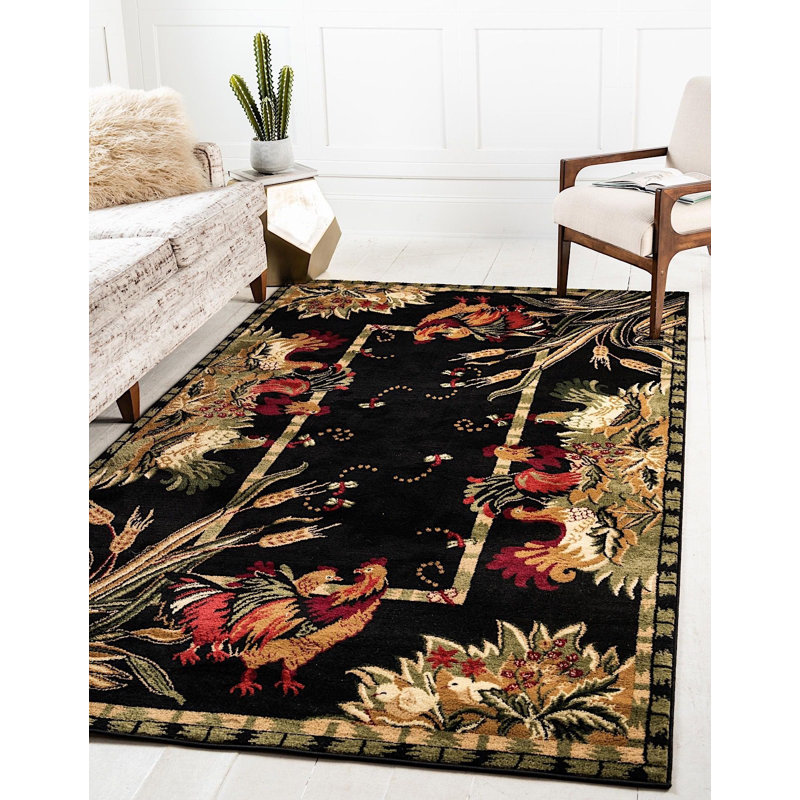 Tapis noir / vert Andersonville, Rectangle 6 pi 1 po x 9 pi, Black/Green
