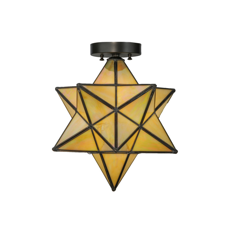 1 - Light Semi Flush Mount, Beige Iridescent