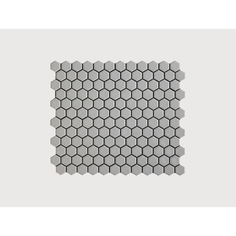 Metro Hex 1" Mosaic, Gray, Glossy
