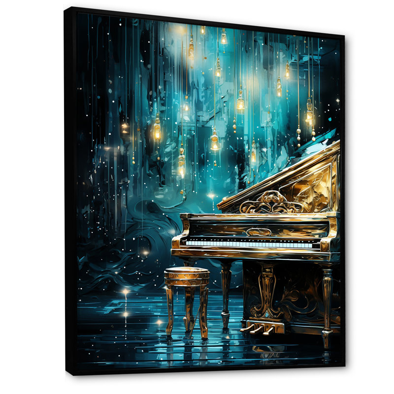 «Blue Piano», impression sur toile, Cadre flottant noir, H 44 po x l 34 po