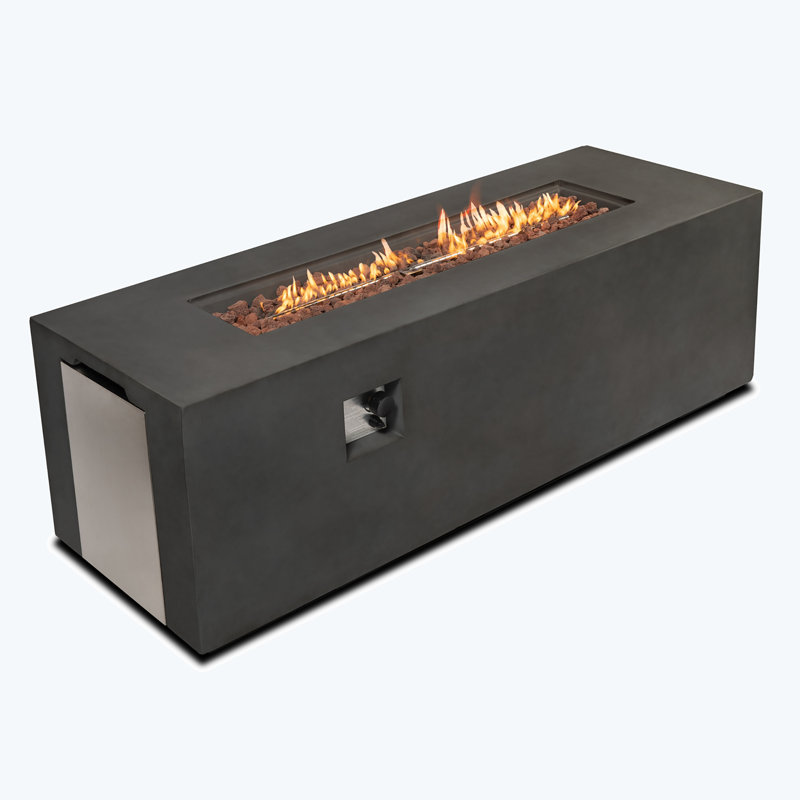 70" Concrete Large Fire Pit Table with Lid, Dark Gray