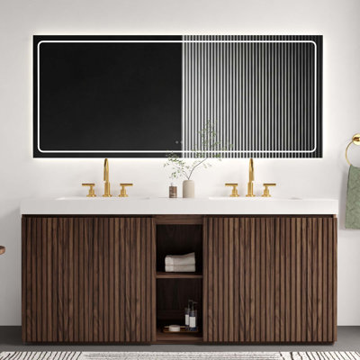 Grand meuble-lavabo autoportant 72 po avec lavabo 72 po pour salle de bain moderne, lavabo une pièce à surface solide sans drain ni robinet