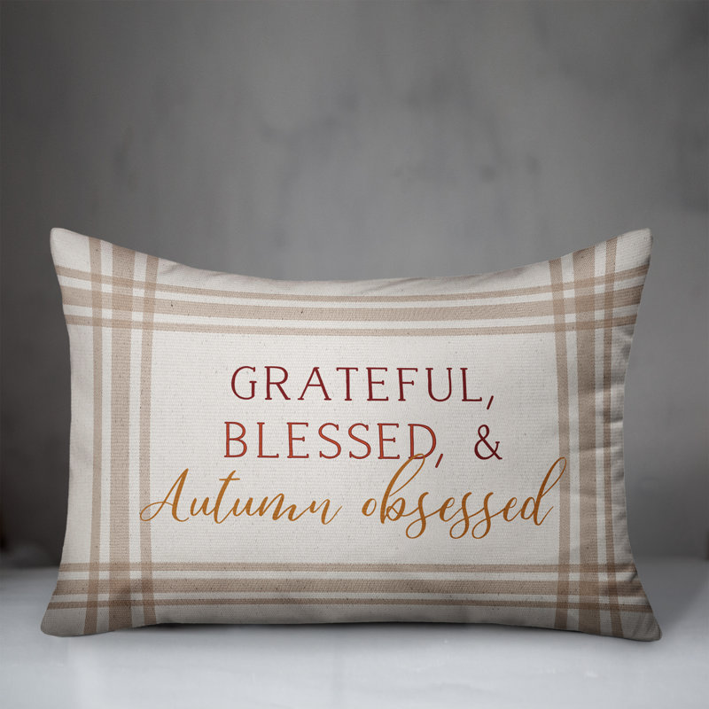  Polyester Indoor/Outdoor Throw Pillow, Plaid, Cream