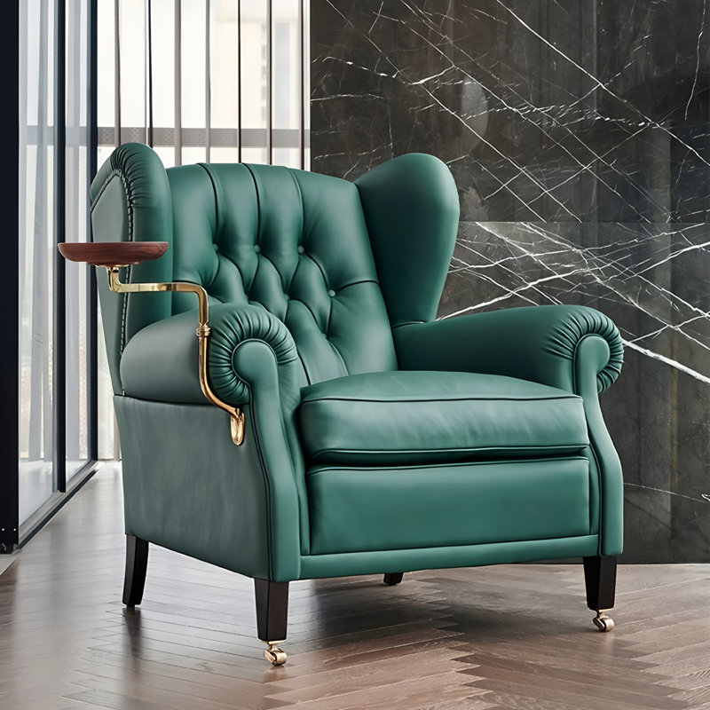 Leather Accent Chair, Teal