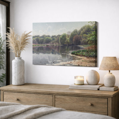 «Calm Lake Reflection», œuvre d'art minimaliste, impression sur toile encadrée, impression numérique sur toile.