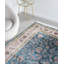 Minyatur Dark Blue & White Medallion Area Rug – Traditional Turkish Carpet, 100% Viscose, Low-Pile Flatwoven Design-114314087