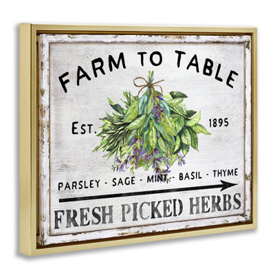  Vintage Farm Herbs Framed Floater Canvas Wall Art by Creatif Belle