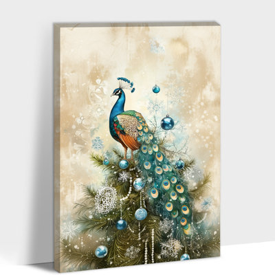Grande affiche de peinture de paon bleu Adriah, aquarelle élégante, impression sur toile encadrée pour salon, chambre à coucher, bureau, décoration intérieure prête à être suspendue, 24 po x 36 po