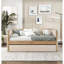 Lit de jour moderne 1pc avec lit gigogne escamotable beige Boucle touffeté chambre à coucher Mobilier de style transitionnel finition naturelle