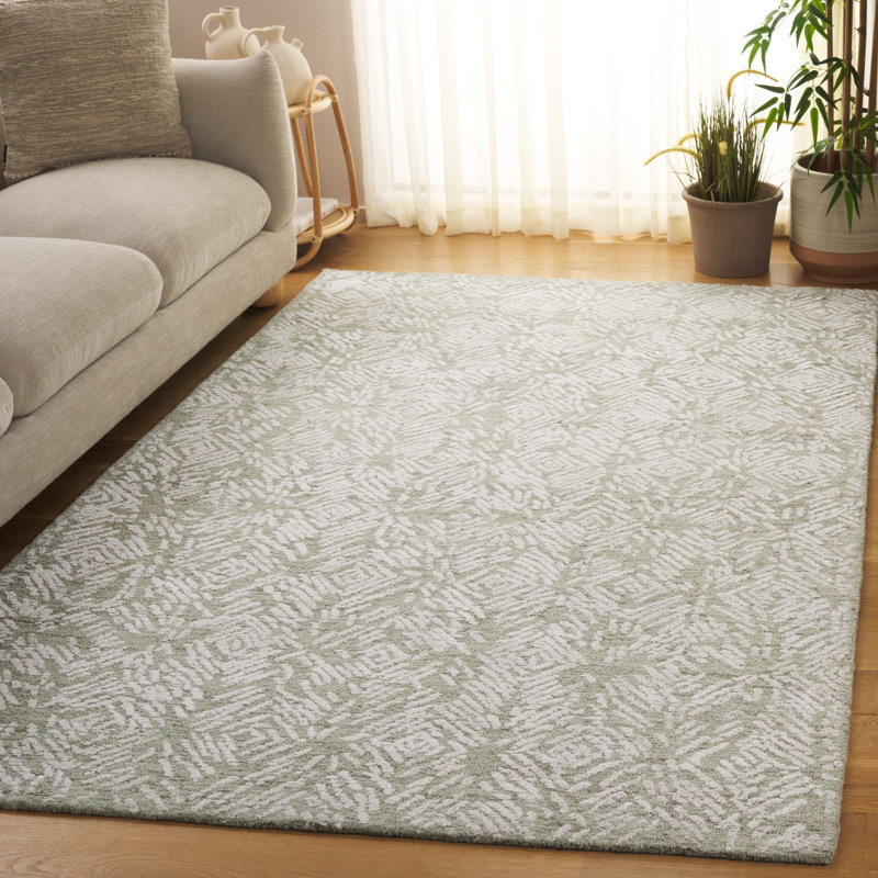 Tapis abstrait en laine / viscose / coton touffeté à la main Hedger 620, Rectangle 5 pi x 8 pi