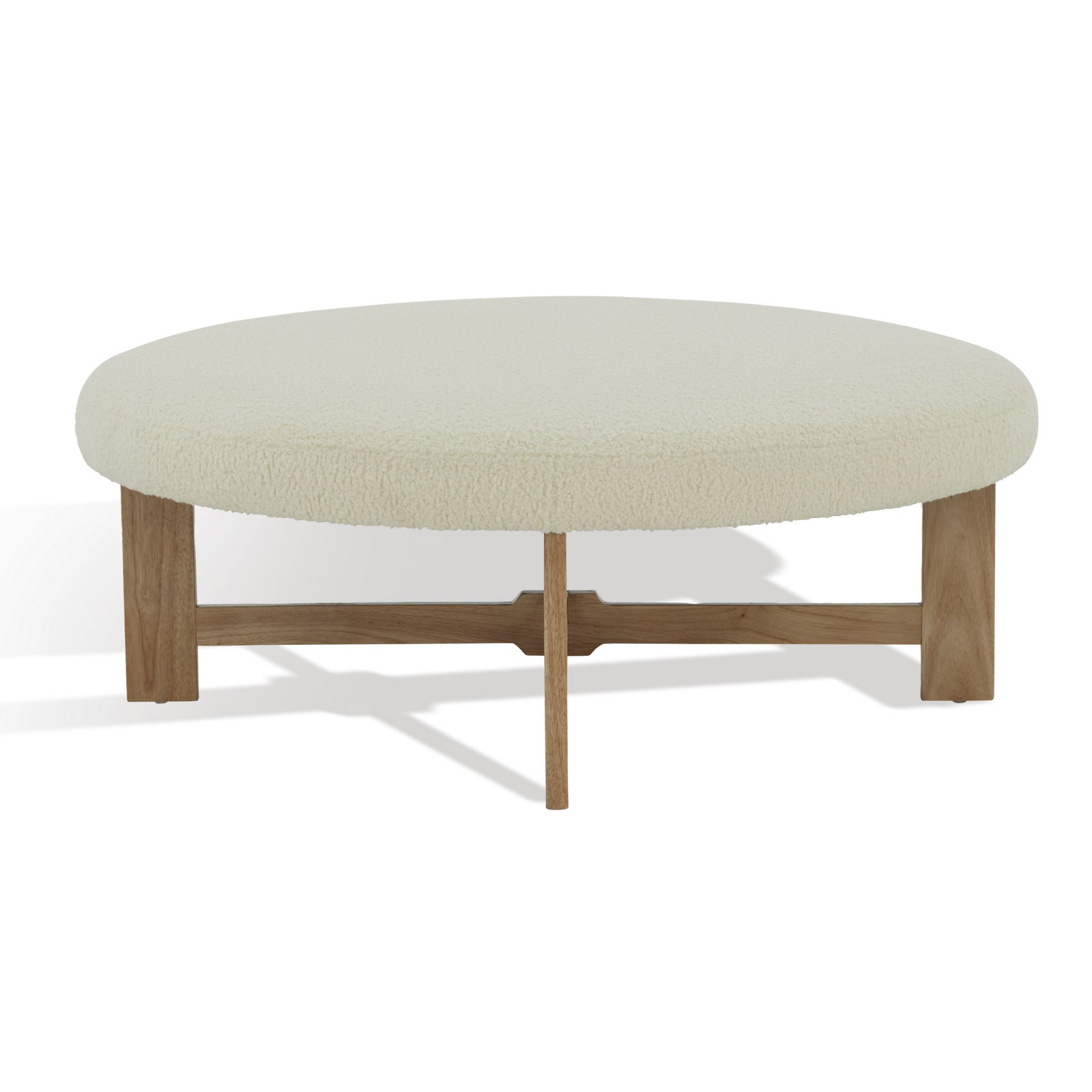 Varuna Upholstered Ottoman, Cream Boucle