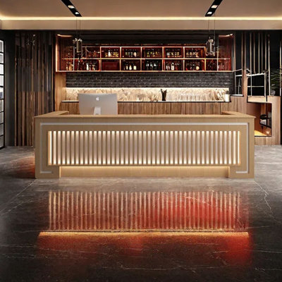 Bar Counter with Wine Storage & Cabinet, Reception Bar Table for Home & Commercial Use by Artistic Soul XKX Premium Furniture
