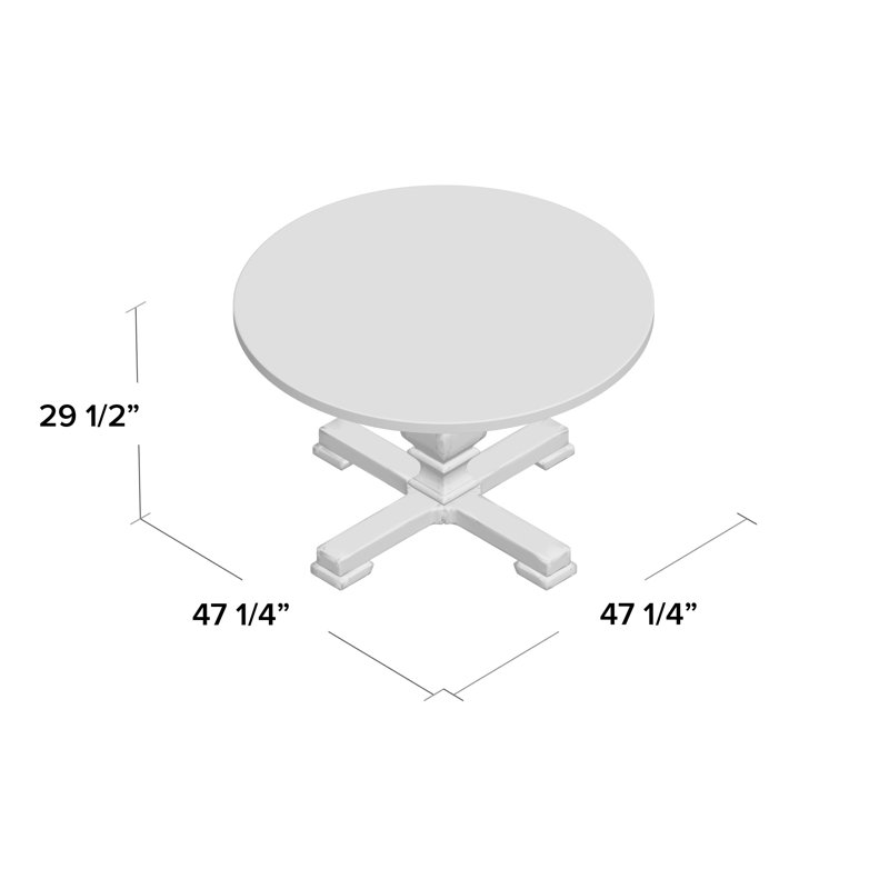 Table de salle à manger élégante noire à piédestal rond 47 po avec base en bois d'hévéa durable, Noir