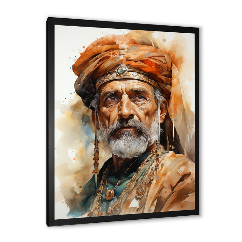 Chef Akbar le Grand II - reproduction, Cadre photo noir, H 20 po x l 12 po x P 1 po
