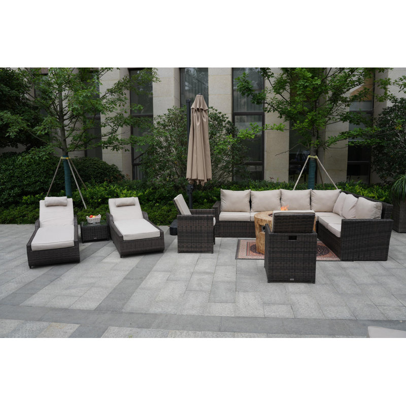 Almanza 10 - Person Patio Conversation Set with Cushions