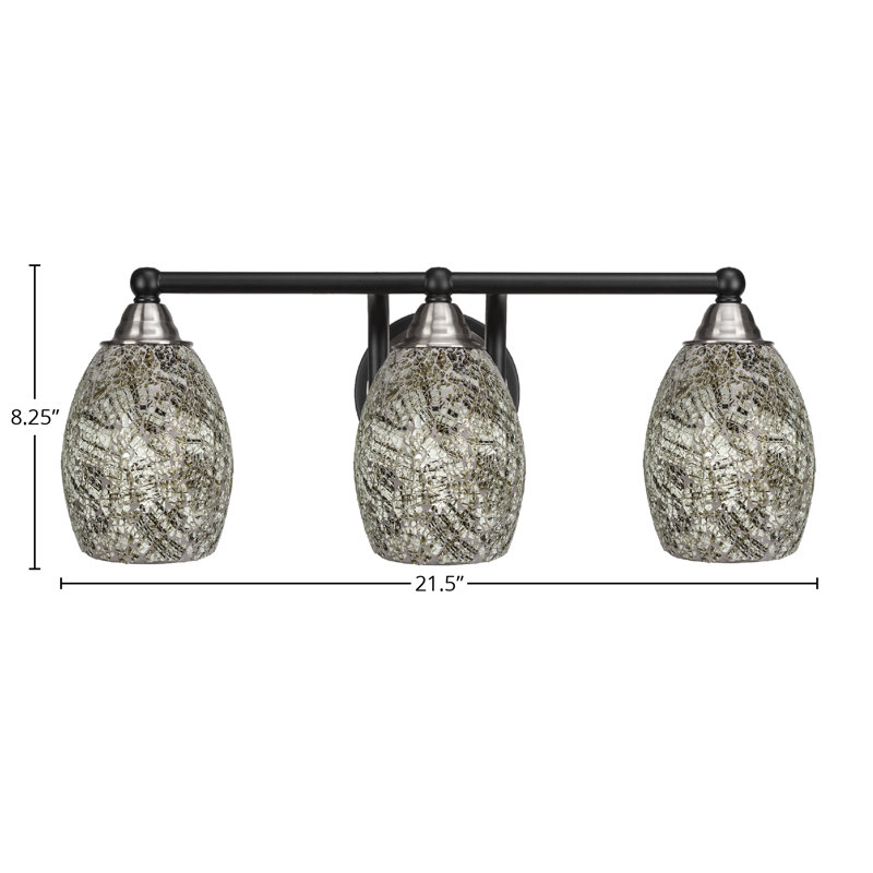 Michell 3-Light Bath Bar, Matte Black/Brushed Nickel, Natural