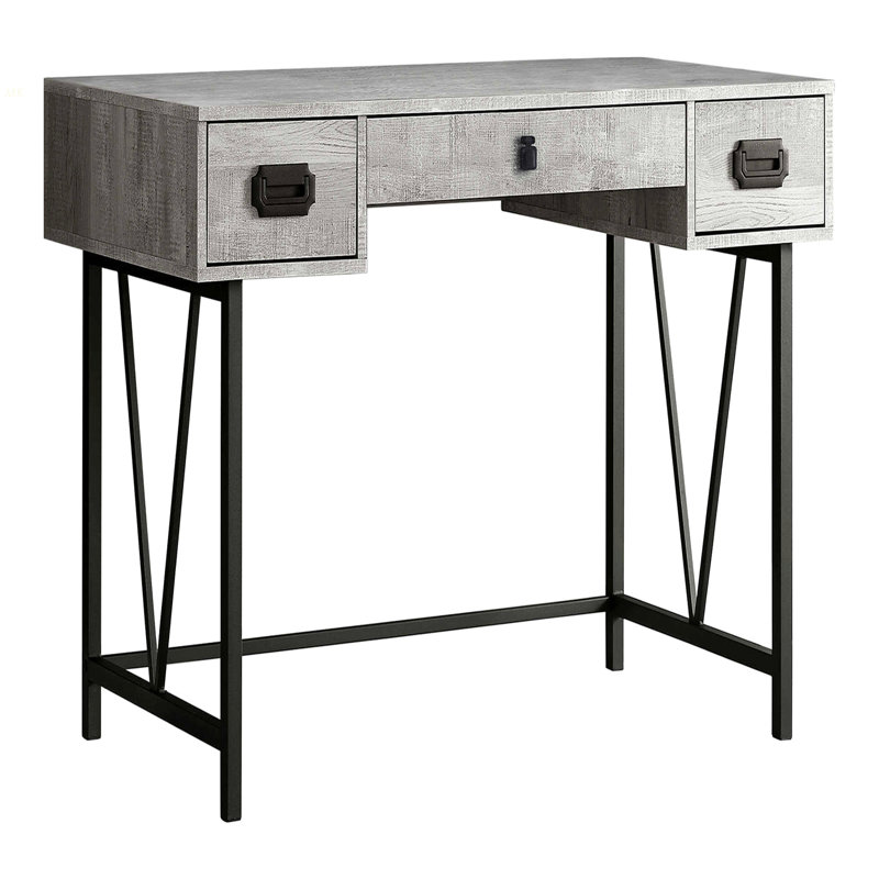 Bureau d'ordinateur, bureau personnel, ordinateur portable, tiroirs de rangement, L 48 po, bureau, stratifié gris, métal noir, transitionnel