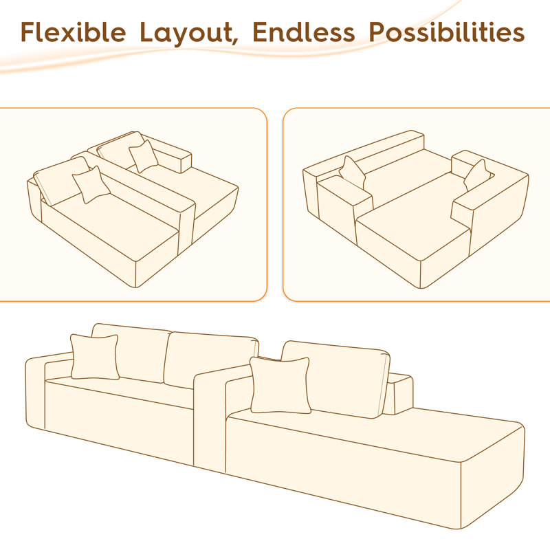  Aucun assemblage de canapé modulaire rembourré avec coussins 4 pièces Cloud, Orienté à droite, Velours côtelé noir