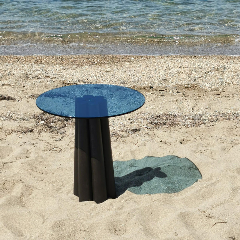 Glorias Side Table, 50" H x 50" W x 50" D, Blue, Black