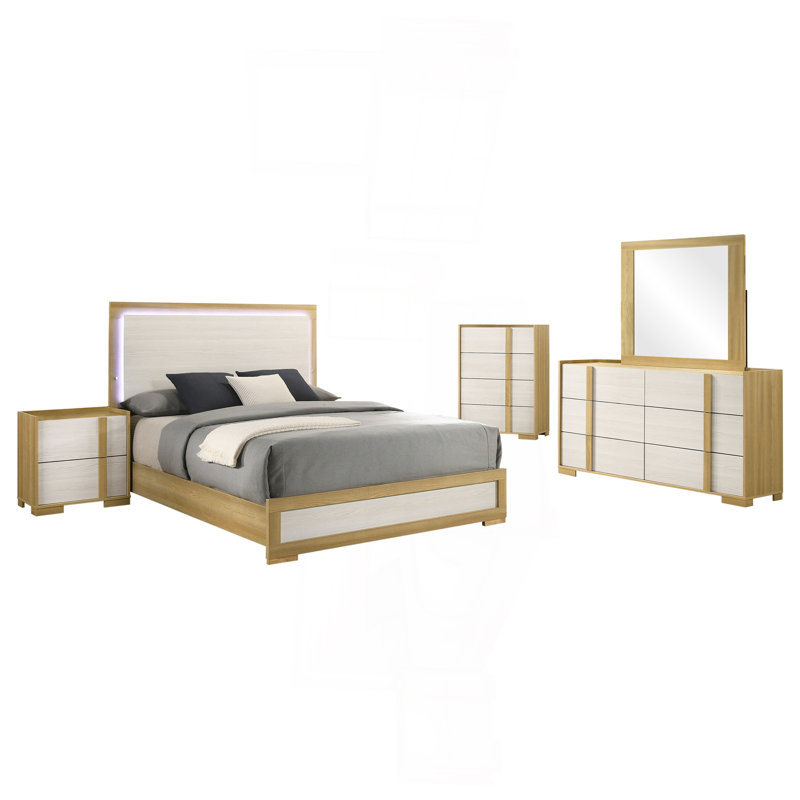 Ensemble de chambre avec grand lit 5 pièces Lincoln Natural