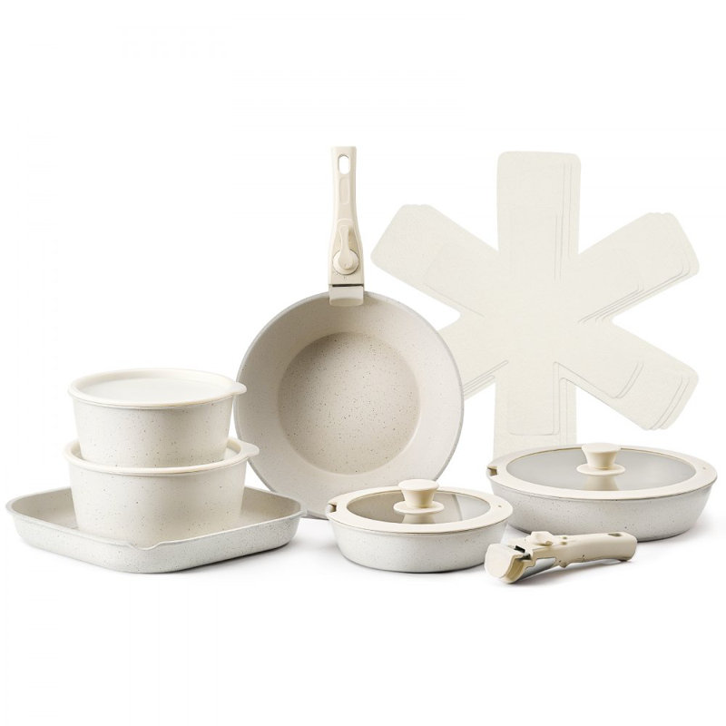 17 - Piece Non-Stick Aluminium Cookware Set, White